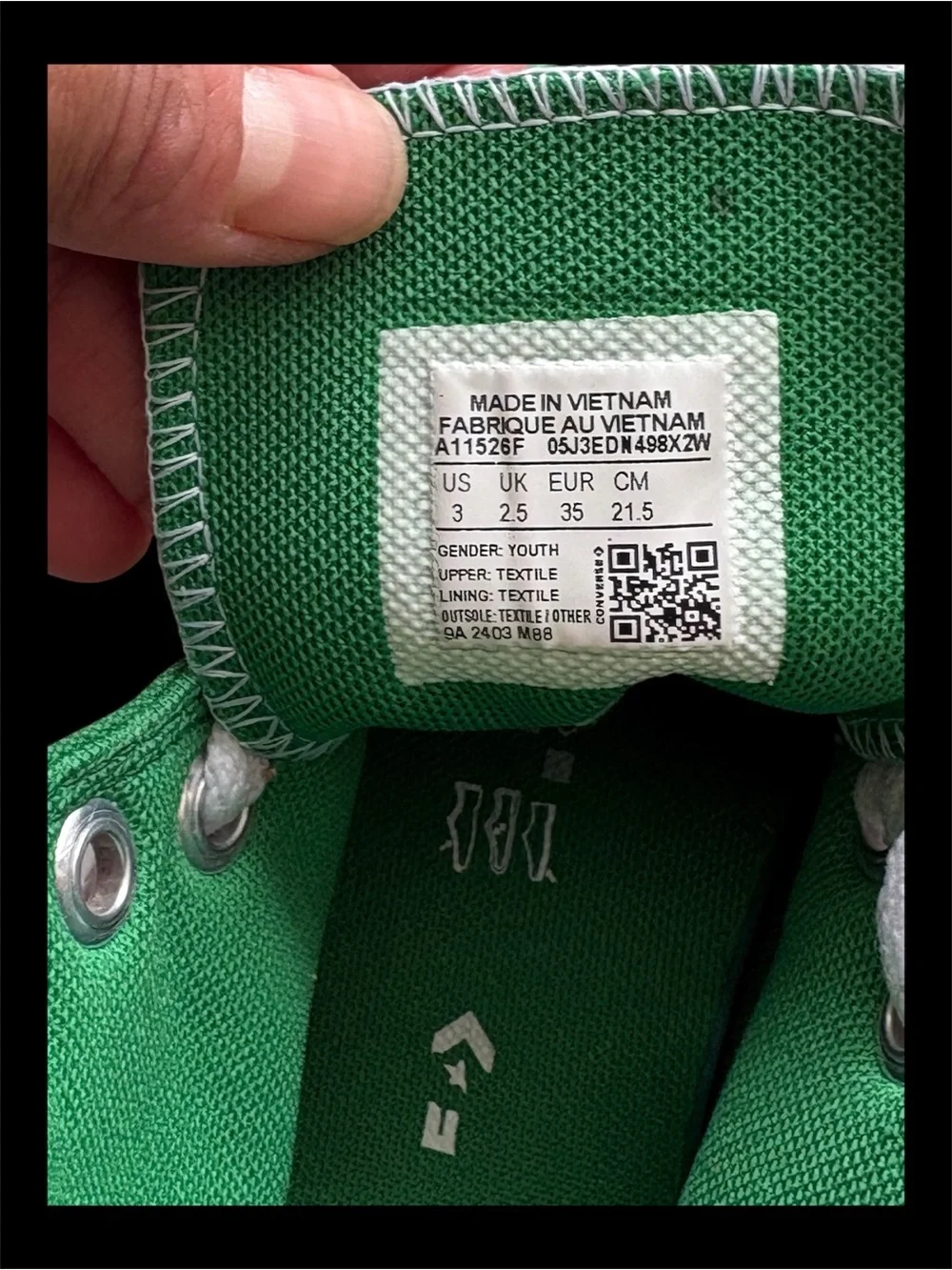 Converse Kids Green High Top Sneakers with White Laces